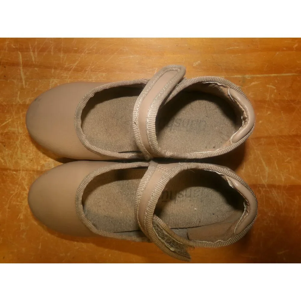 Pre-Owned Dance Tap Shoes Danshuz 534 Girl's 9M Tan Mary Jane Easy Strap